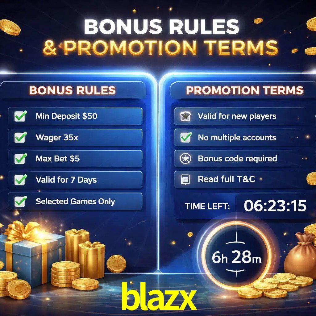 Reglas de promoción blazx y condiciones de bonos explicadas visualmente