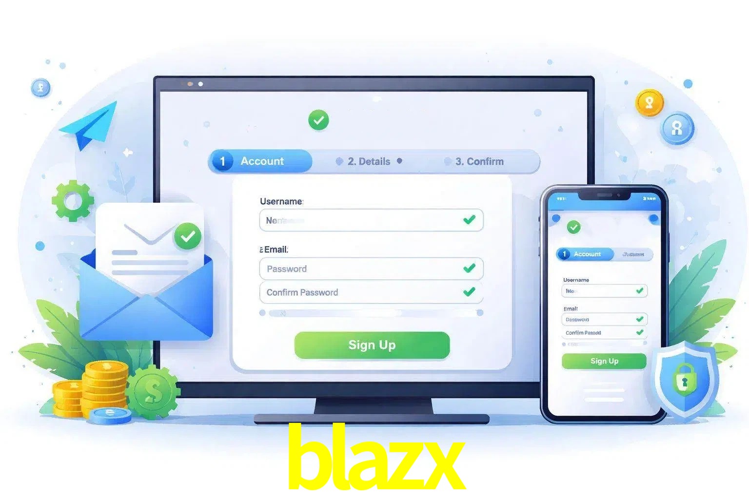 Registro de nuevo usuario y configuración de cuenta blazx