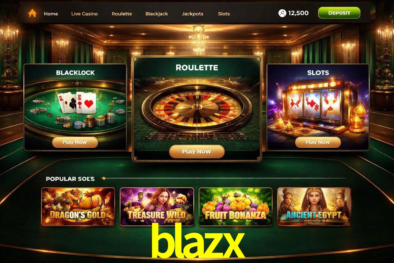 Vista de la plataforma blazx Casino mostrando categorías organizadas de juegos en línea